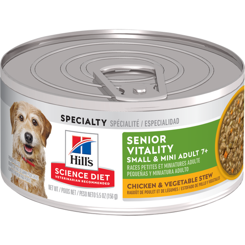 Nourriture Adulte 7+ Senior Vitality pour chiens de races petites et miniatures, ragoût de poulet et de légumes Packshot